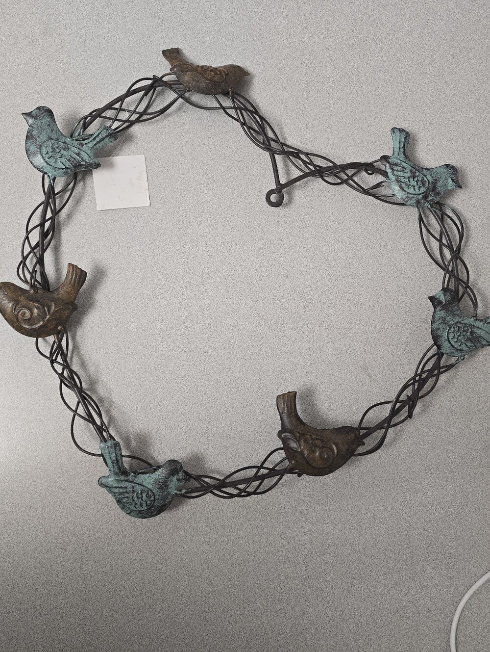 Metal Bird Wreath Wall Decor Rustic Verdigris 13–14"